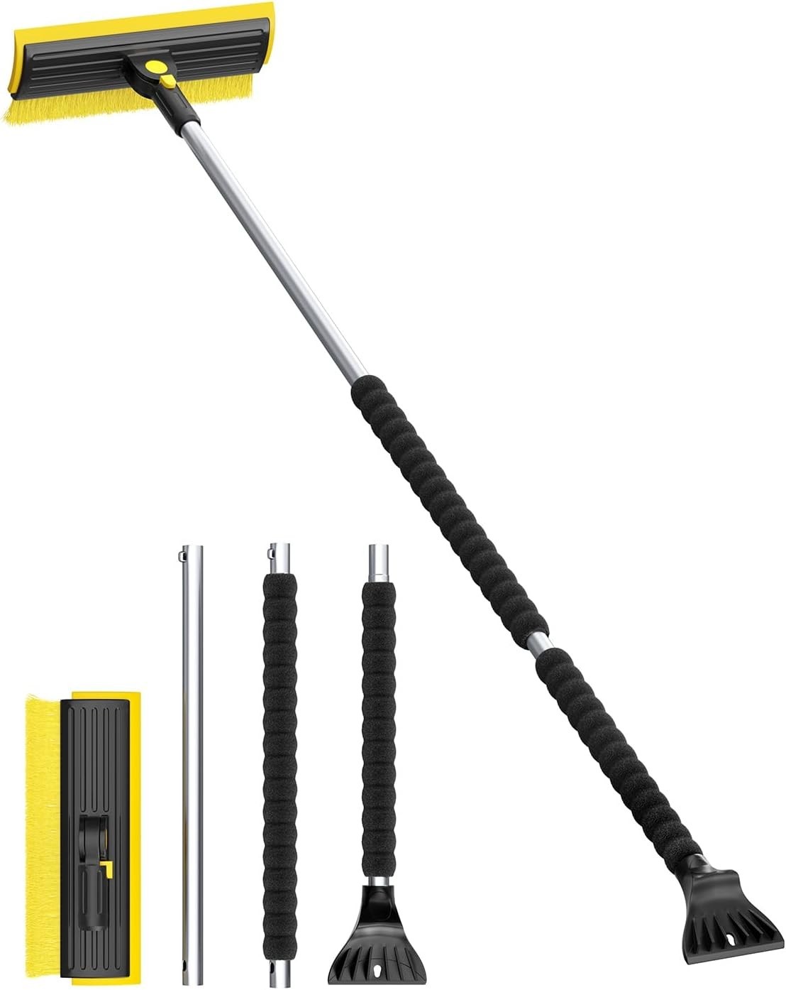 Versatile 3-in-1 Ice Scraper & Snow Brush - 55.7" Adjustable for All Vehicles