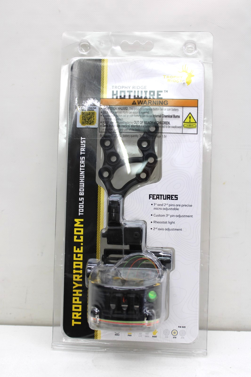 Trophy Ridge Sight Hotwire Drive 3 Pin w/ Sight Light Micro Adjust Right Hand.