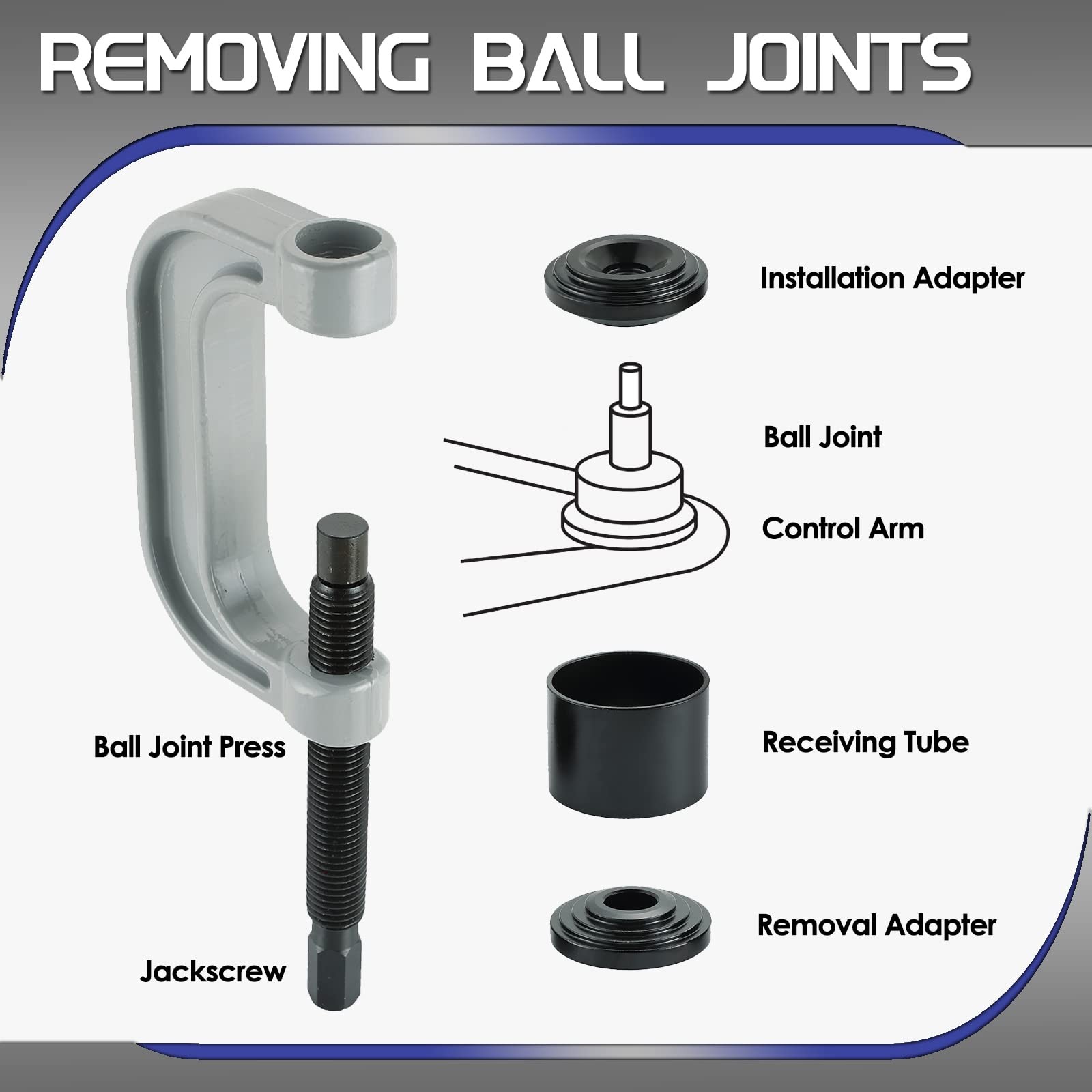 ATP Ball Joint Removal Installation Tool with 4 Wheel Drive Adapters