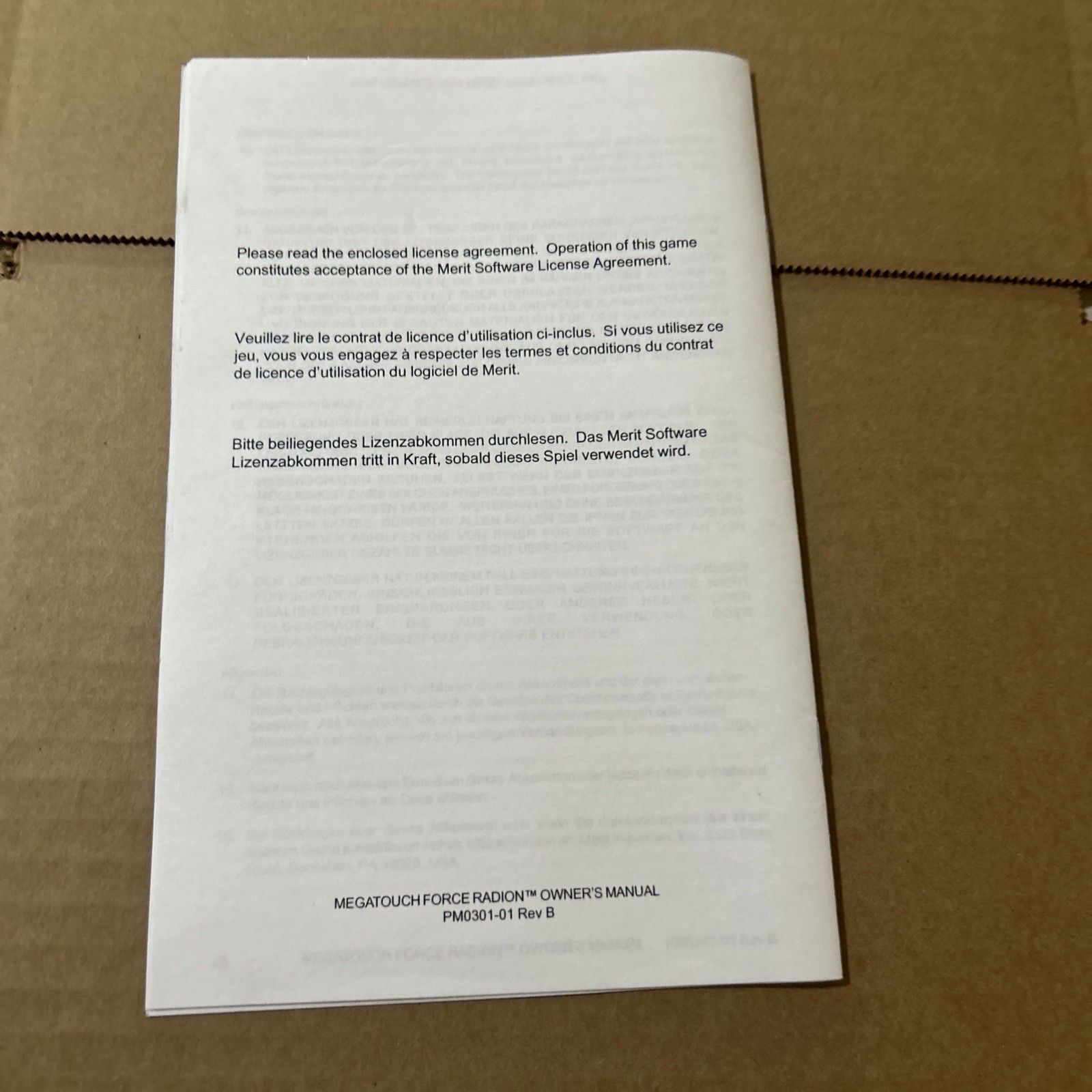 Original Force RADION MERIT MEGATOUCH owners manual