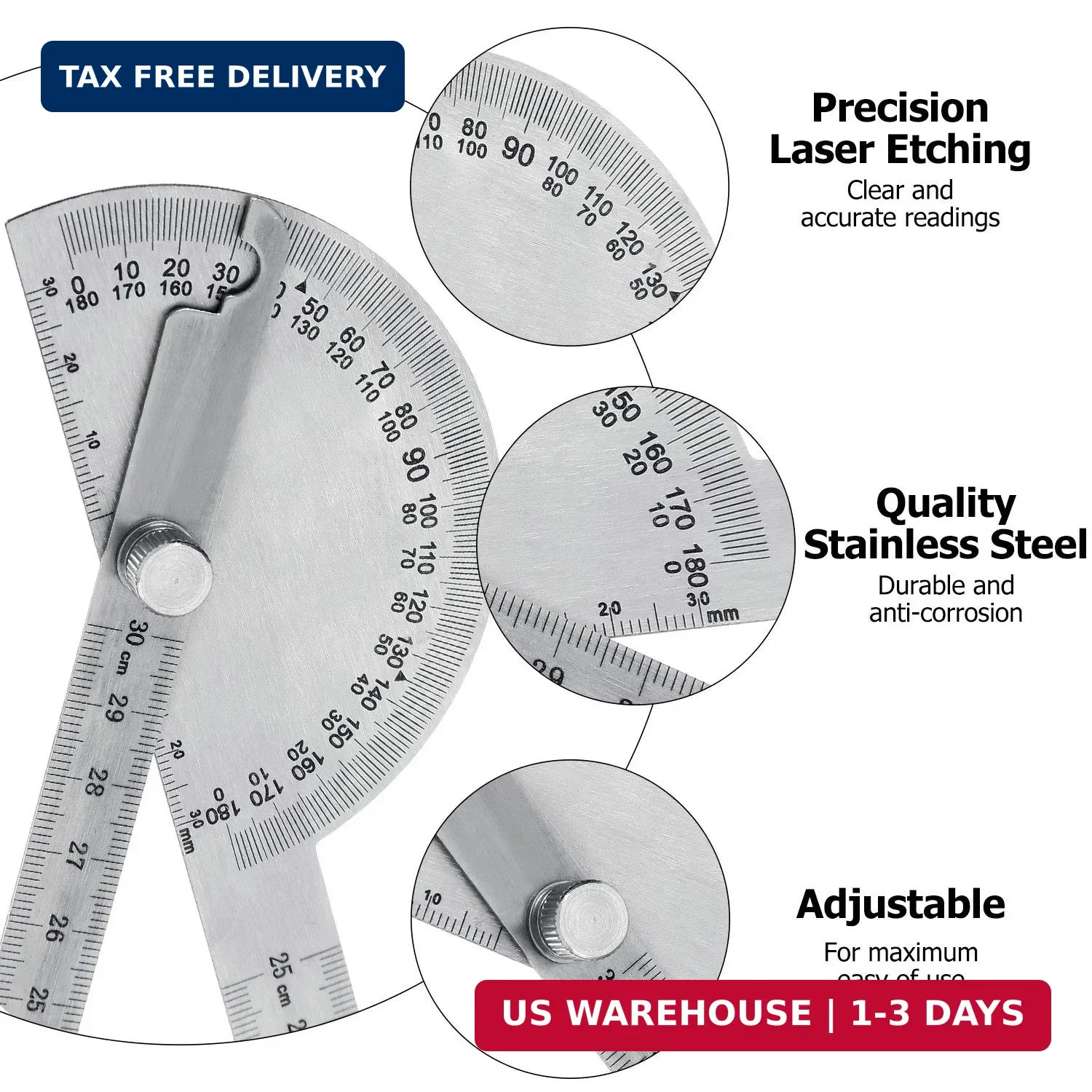Angle Protractor Angle Finder Ruler Two Arm Stainless Steel Protractor Woodworki