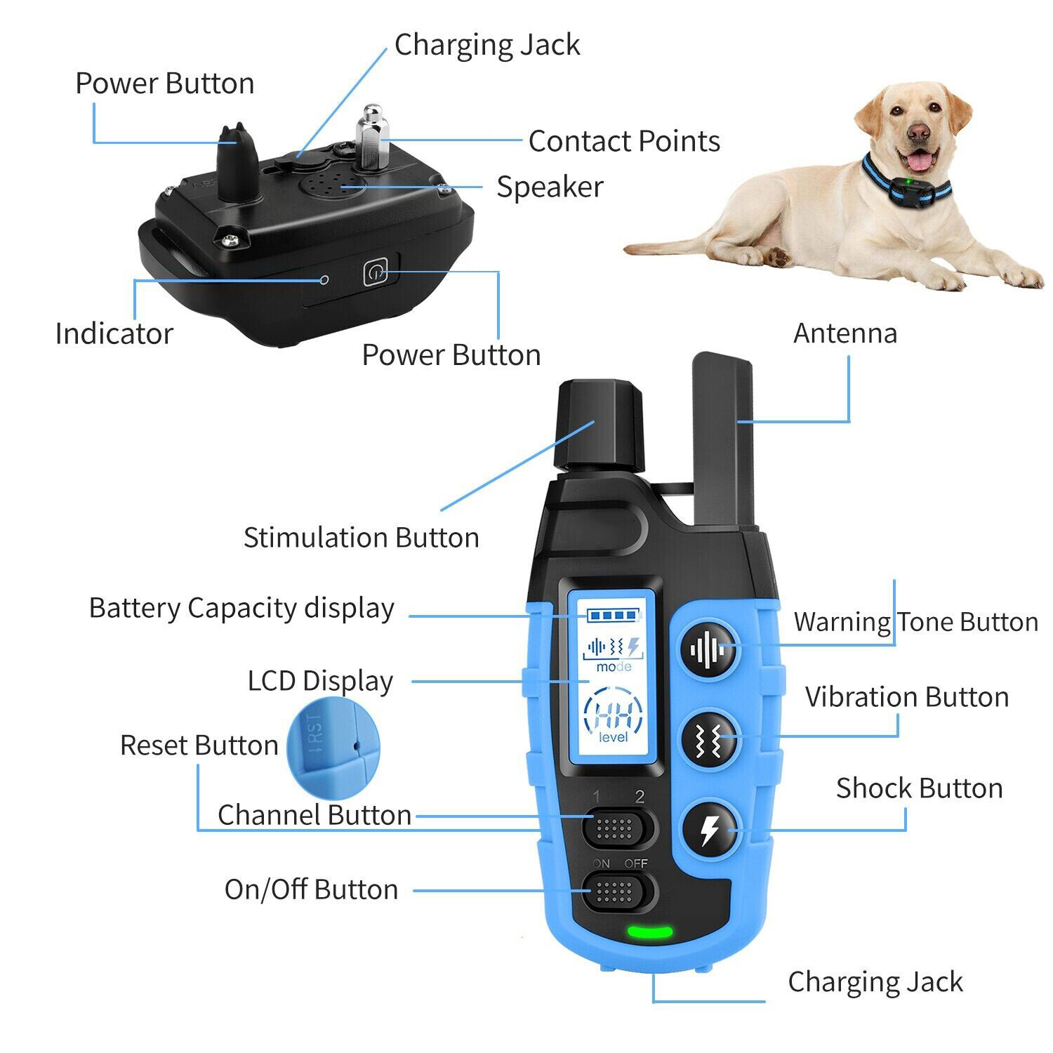 Smart Pet 1100 Yard Remote Dog Training Shock Collar for Small Medium Large Dogs