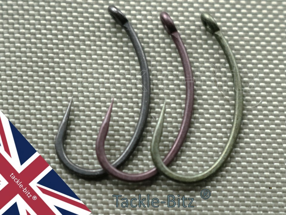 Curve Shank Coloured PTFE Coated Carp Fishing Tackle Hooks Colour & size choice