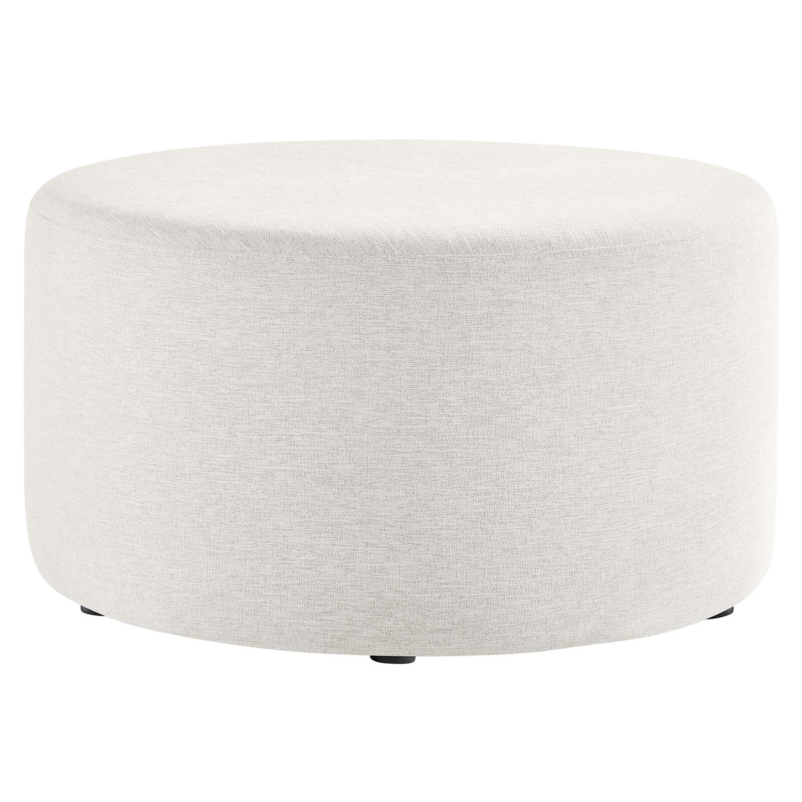 Modway Large 29" Round Woven Heathered Fabric Upholstered Ottoman