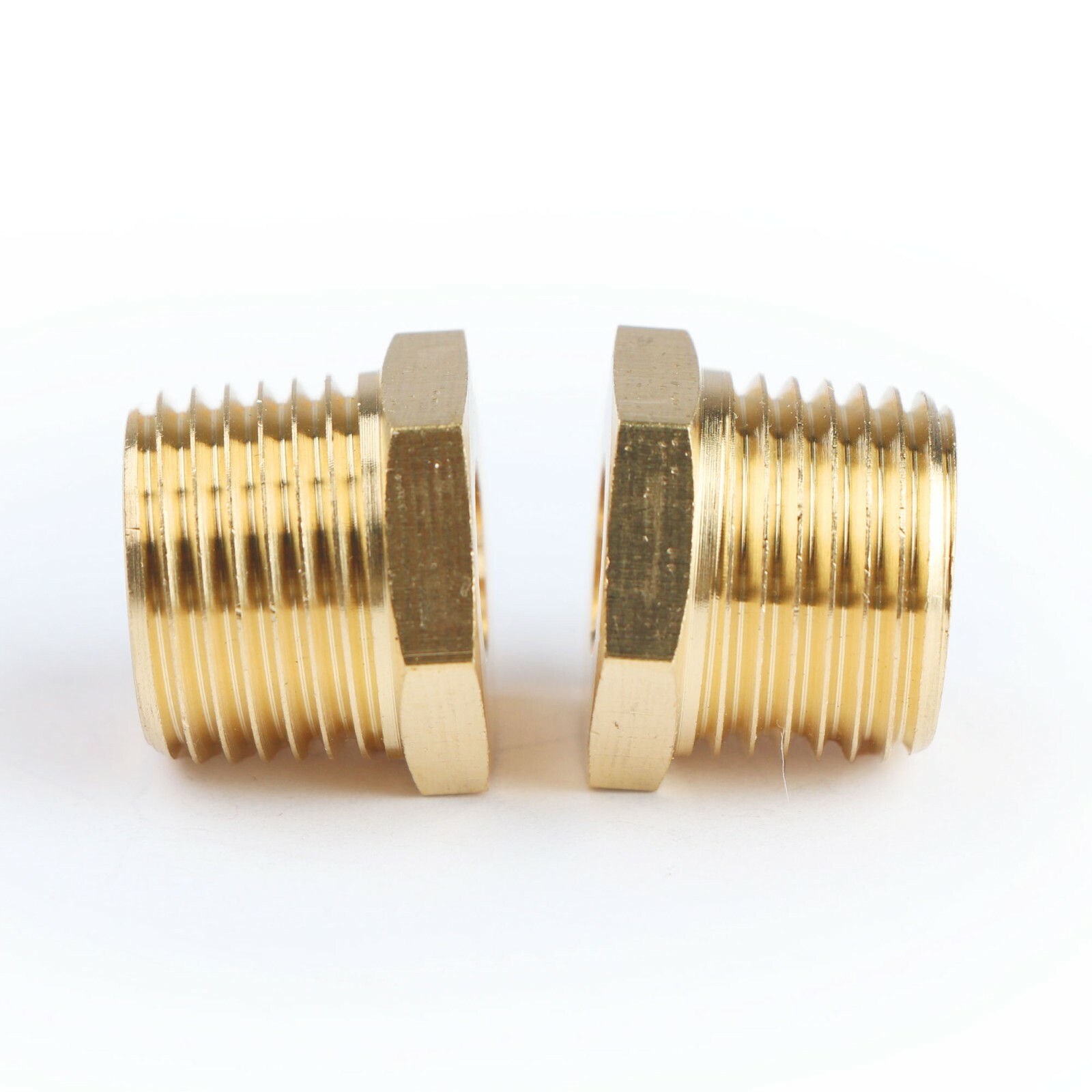 U.S. Solid 2pcs Brass Pipe Fitting Reducer Bushing, MNPT 1/2" x FNPT 1/8"