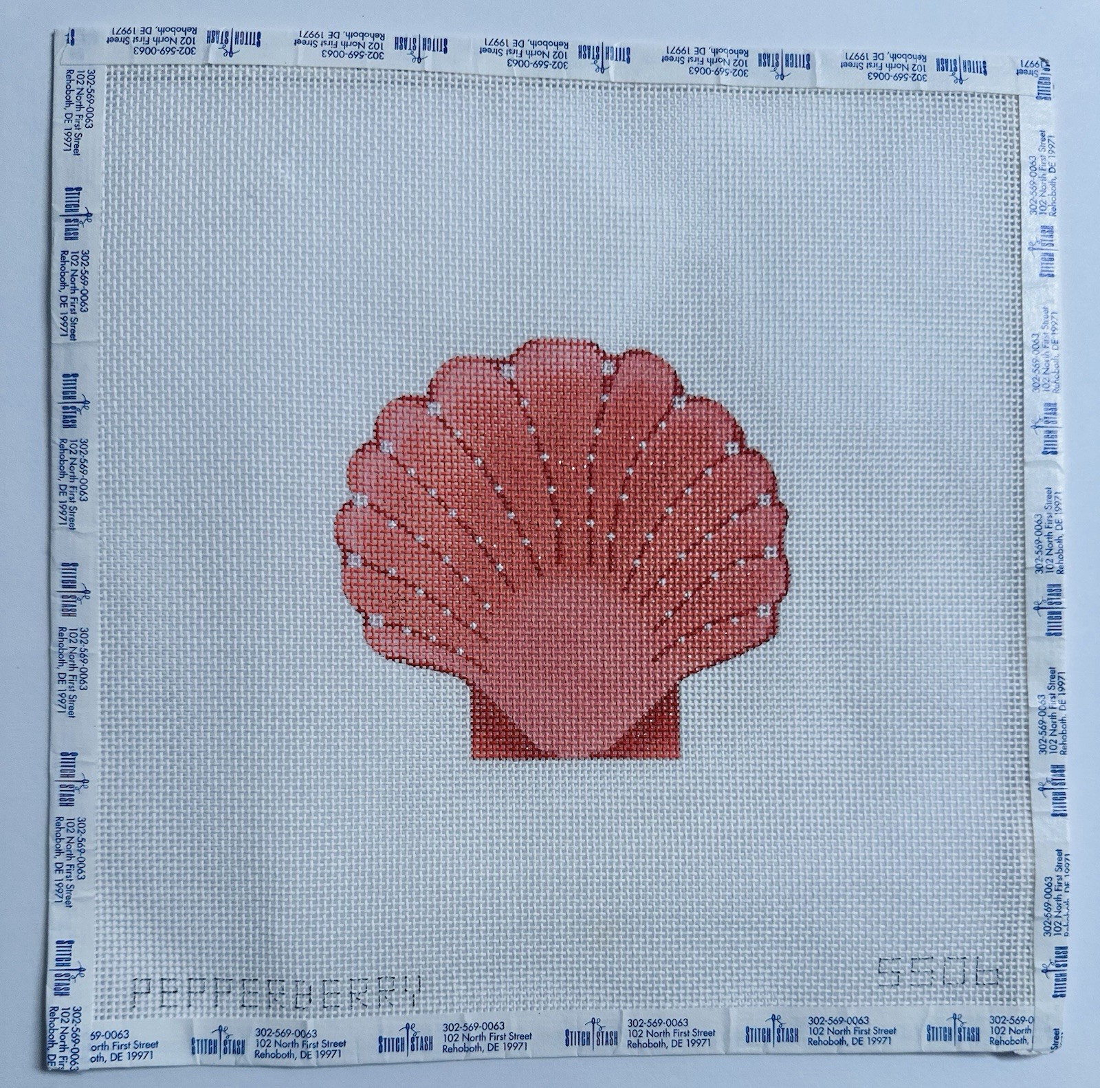 Hand-Painted Seaside Scallop Shell Canvas Needlepoint By Pepperberry SS06