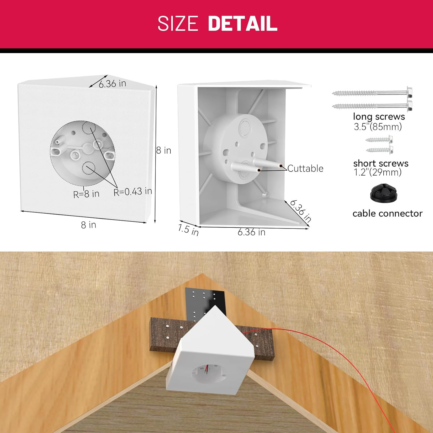 Ceiling Fan Angle Mount FB900-1 Cathedral Box Mounting Bracket Kit Fits Angles