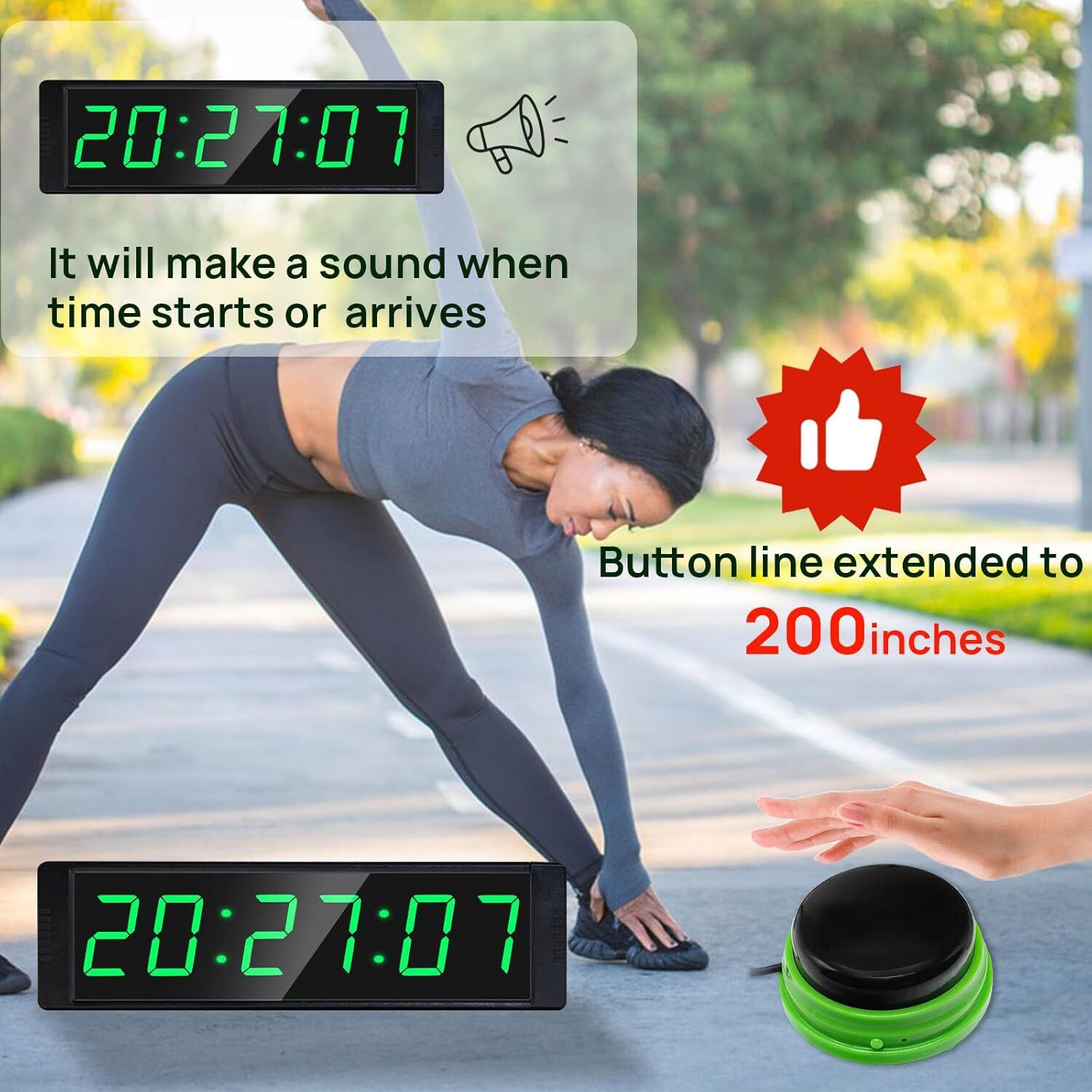Gym Timer Clock for Home Gym Fitness Timer with Start/Stop Button Interval
