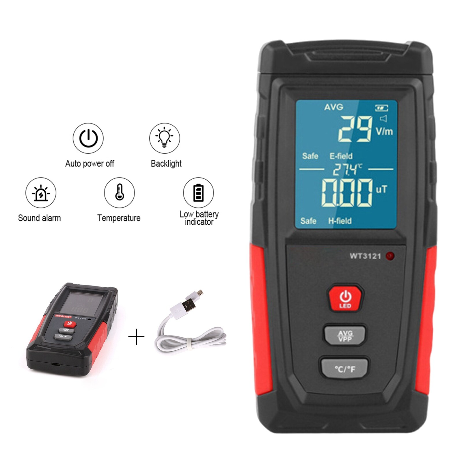 Rechargeable Digital 5G 4G EMF Electromagnetic Radiation Meter Tester Detector