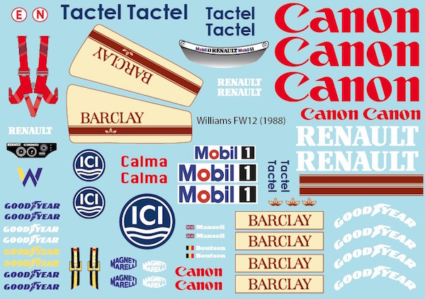 Sponsor Decal sticker Sheet 1/10 F1 cars sticker Renault FW12 1988 PD1319