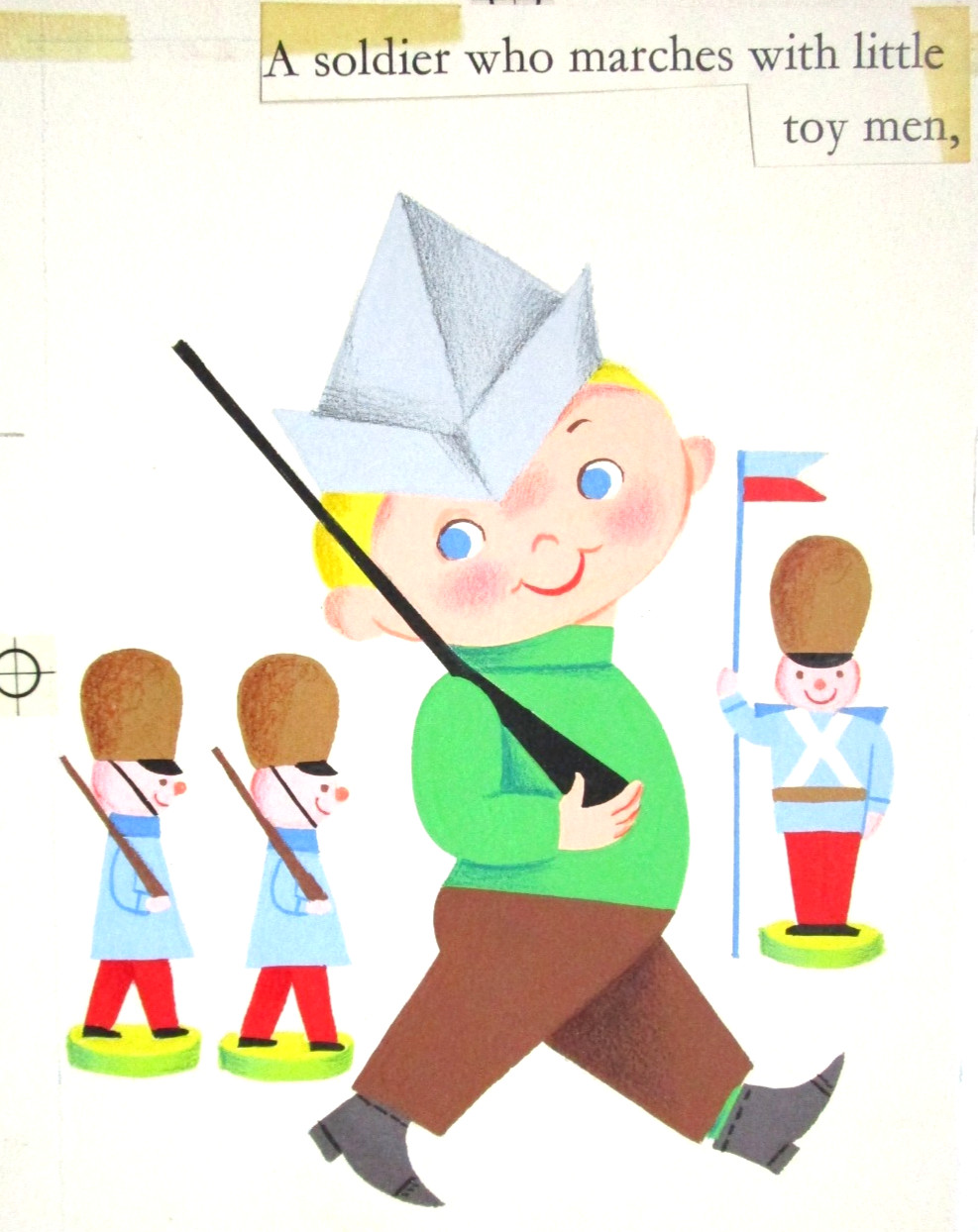 SOLDIER ORIGINAL CHILDREN'S BOOK PAINTING drawing art cel Disney Mary Blair army