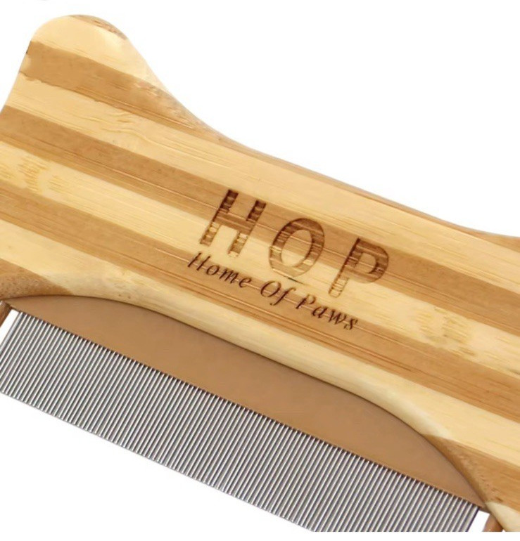 Pet Flea Comb Professional Grooming Tool Dogs & Cats Bamboo Handle *NWT*