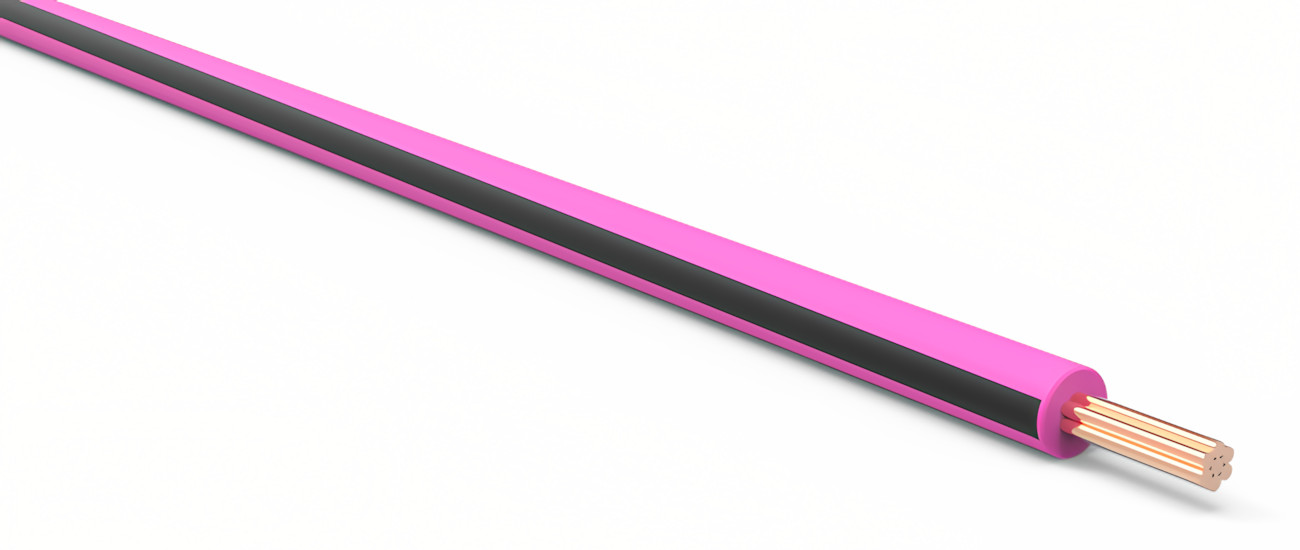 TXL Automotive Wire 20 AWG PINK w/ BLACK Stripe Bulk 25 ft Primary Copper