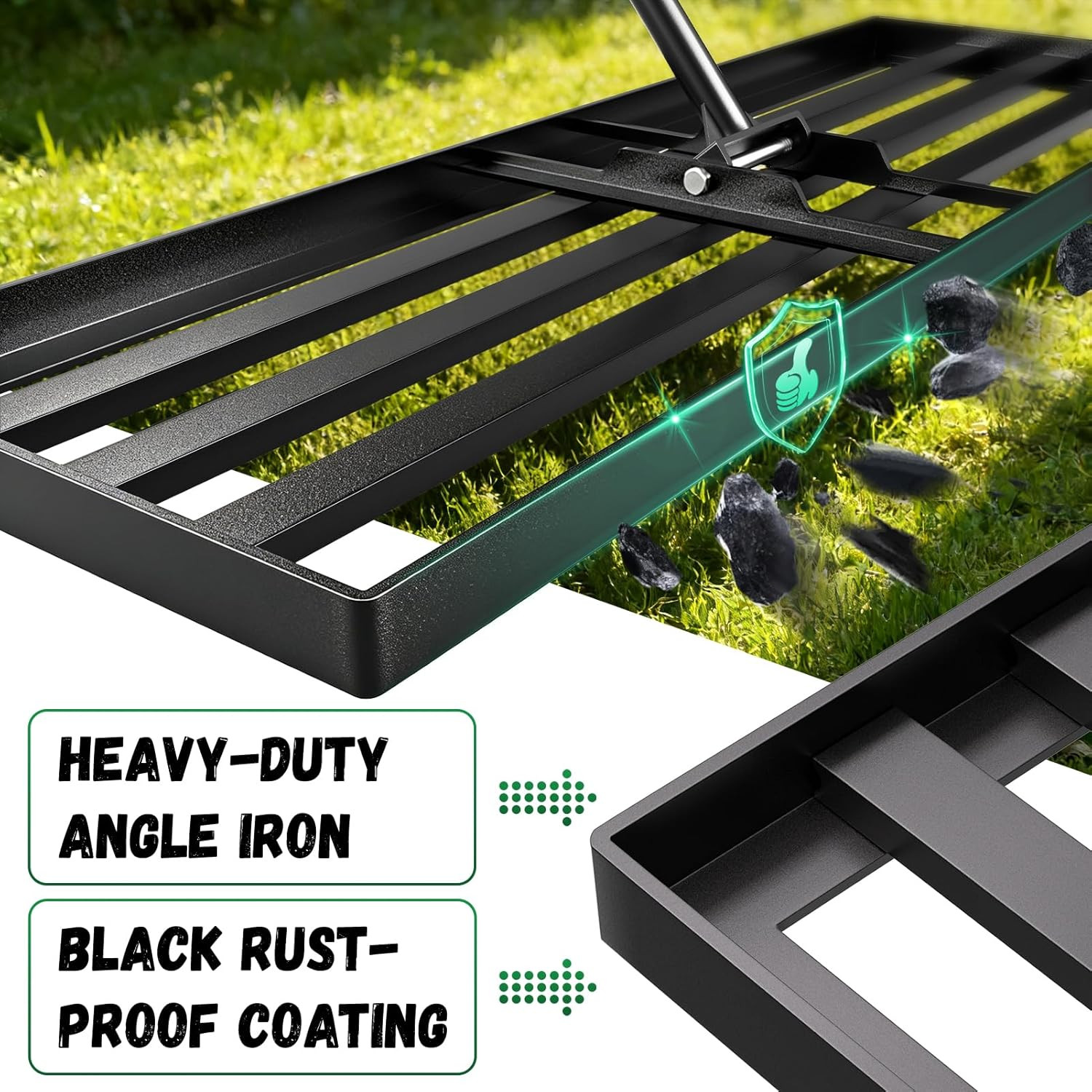 48X12 Inch Lawn Leveling Rake,Leveling Rake 78" Long Handle, Yard Level Rake,Hea