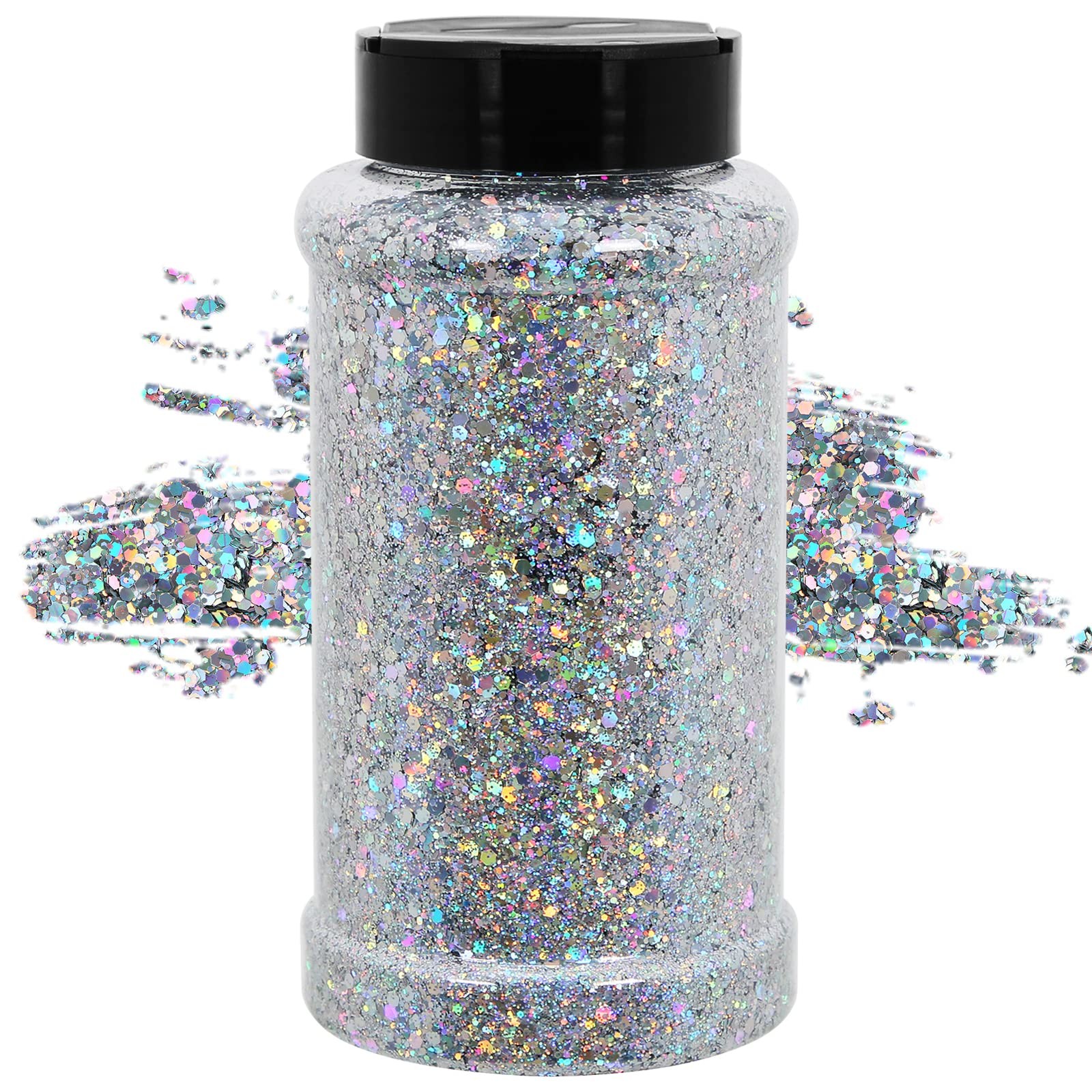 1 Pound Silver Holographic Glitter 16 OZ Mix Chunky Glitter Bulk for Resin Cr...