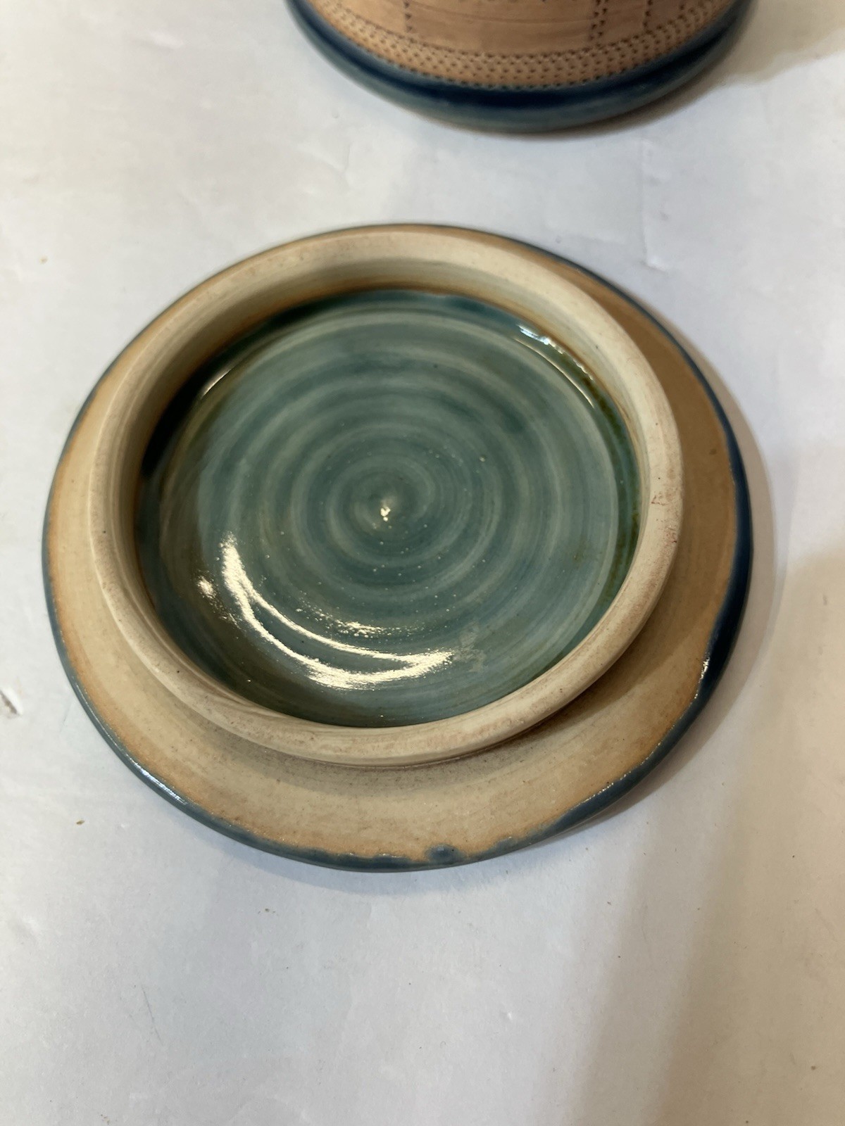 Glazed Pottery Trinket Box With Quilted Pattern