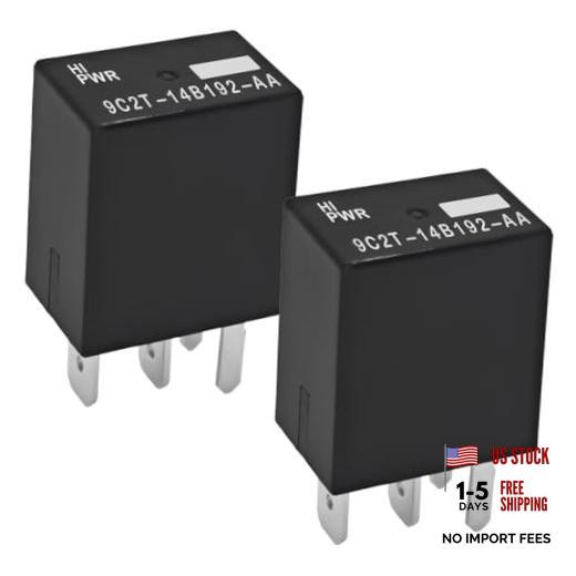 4Pin Fuse Box Tow Relay 9C2T-14B192-AA (Pack of 2) - OEM Replacement for Ford