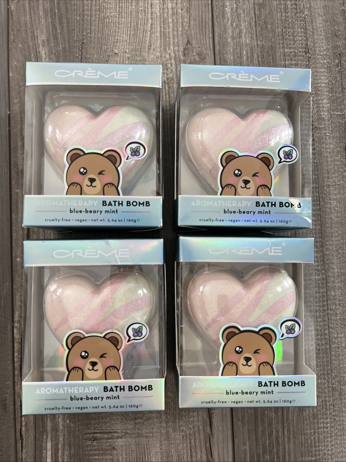 The Creme Shop 3D Aromatherapy Fizzy Bath Bomb - Blue Beary Mint Lot Of 4 Bombs