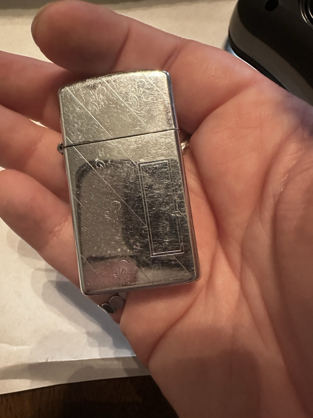 VINTAGE Zippo Lighter 1980 chrome scroll
