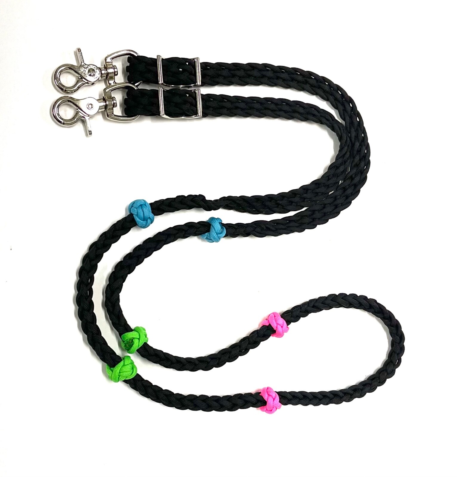 lesson reins with colored knots barrel reins training reins pony