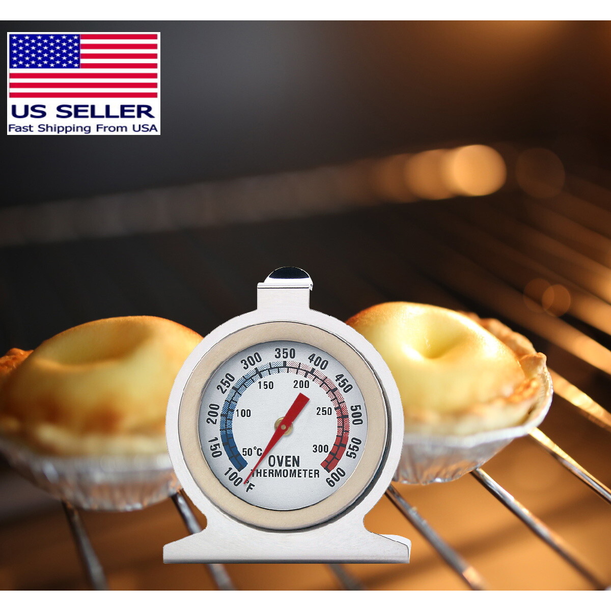 4PC Combo - Refrigerator Freezer / Oven / 12" & Pocket Probe Thermometers Gauges