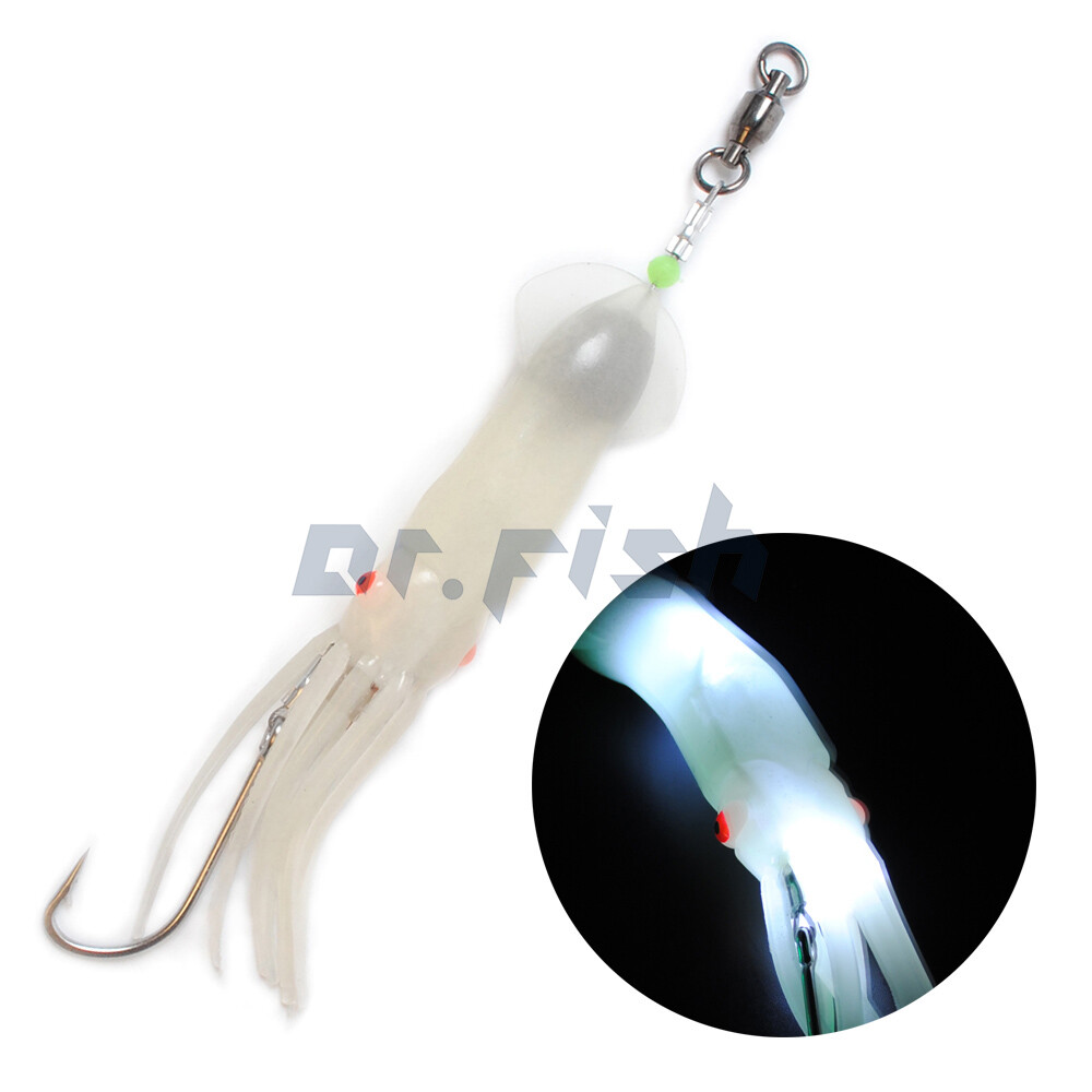 Dr.Fish Saltwater LED Fishing Lures Lighted Squid Baits Deep Drop Tuna Lead Rig