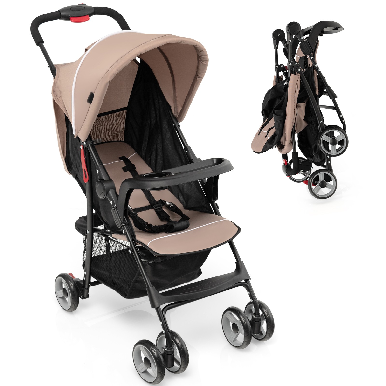 Foldable Lightweight Baby Stroller Kids Travel Pushchair 5-Point Safety System