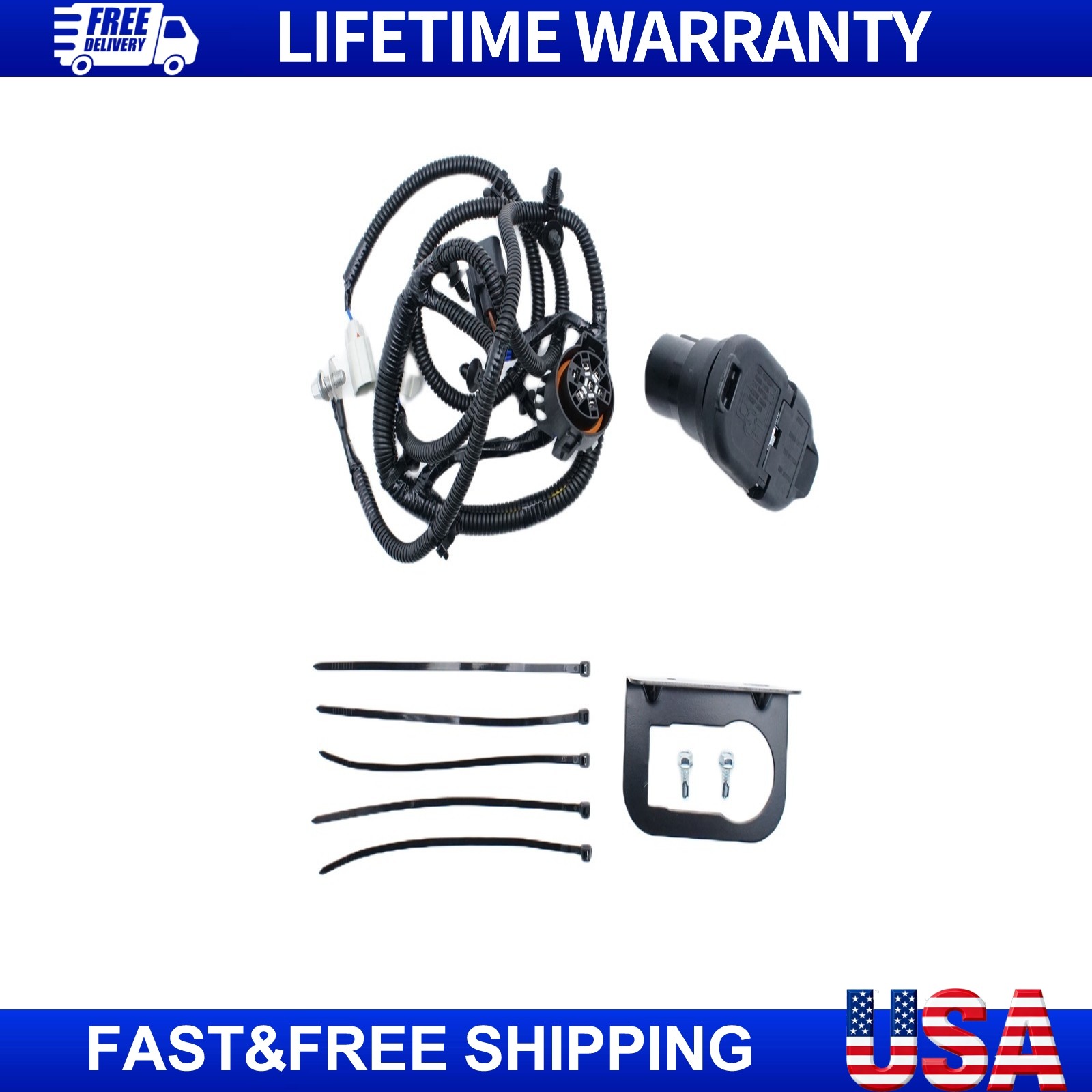 Trailer Tow Harness Fits Ford F-150 2015-2020 HL3Z-13A576-D Without Parking Aid