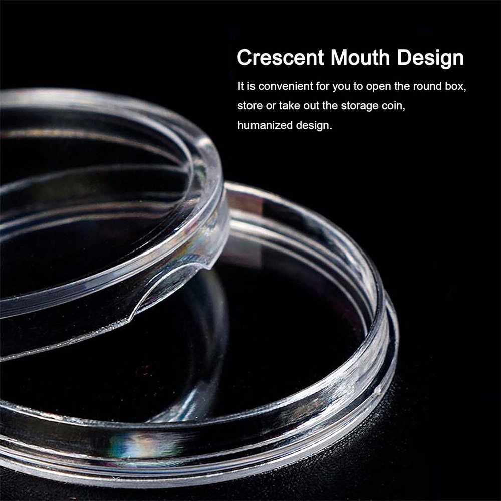 100Pack Clear Coin Capsule Round Plastic Holder 30mm Container Storage Box Case