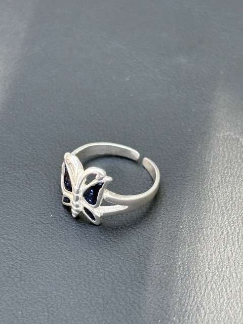 925 Sterling Silver And Enamel Butterfly Toe Ring