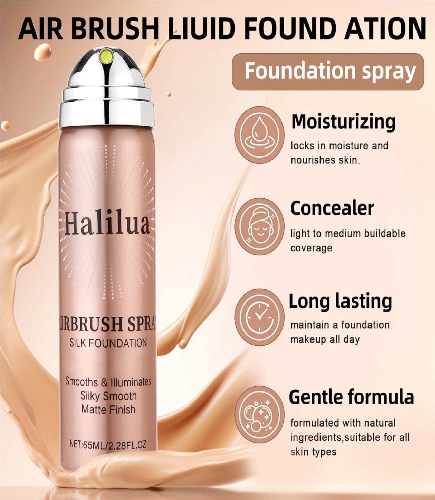 Airbrush Foundation Spray with Brush - Full Coverage Magic Minerals Airbrush Fou