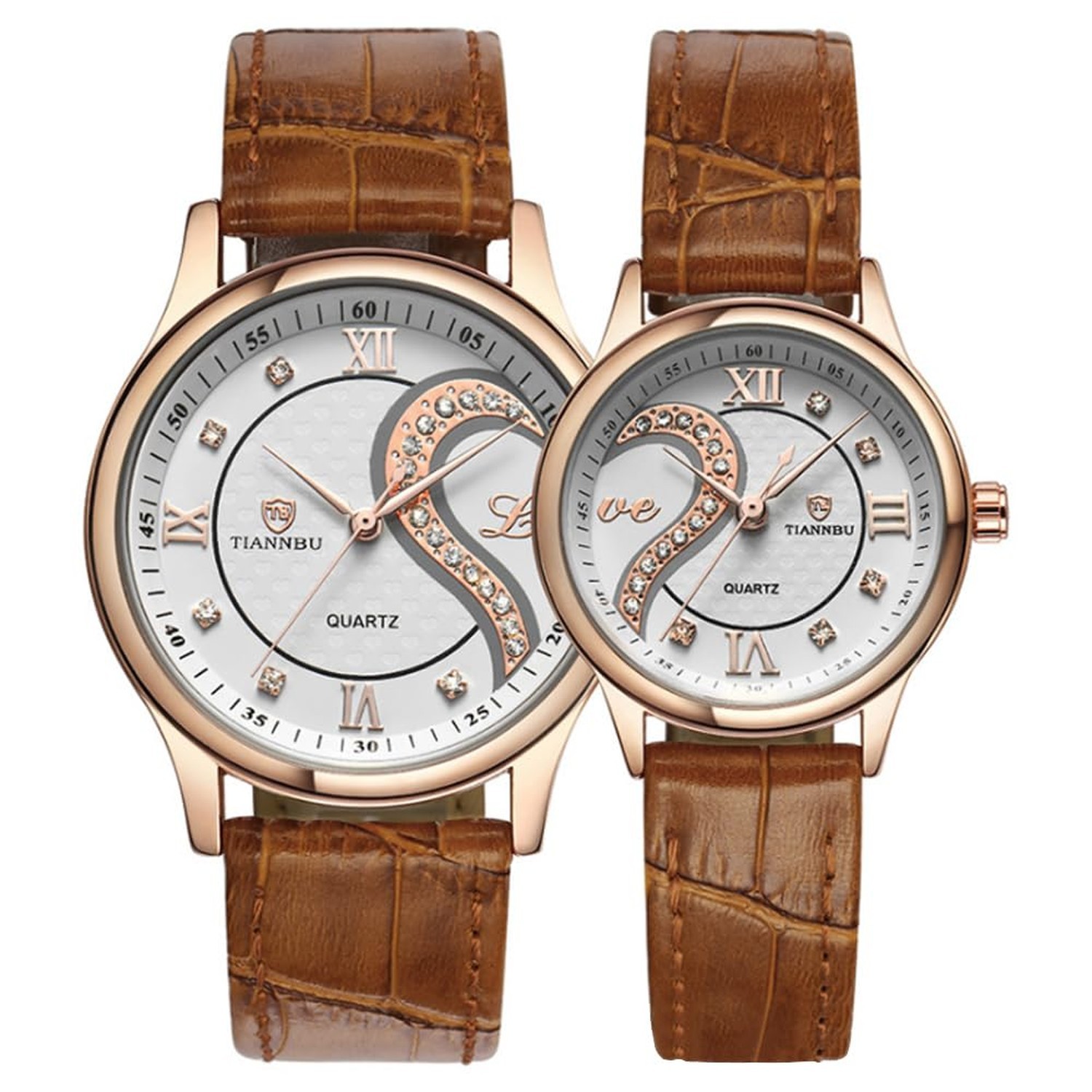 DREAMING Q&P Ultrathin Leather His and Hers Wristwatches Gold
