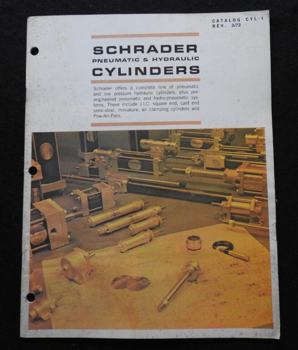 1972 Schrader Pneumatic & Hydraulic Cylinders Wake Forest NC Engineering Catalog