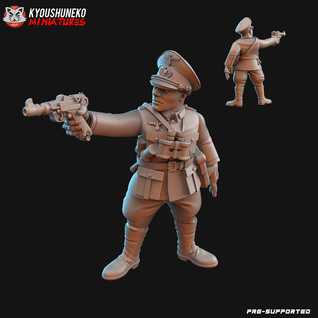 WW2 German Officer - 28-54mm WW2 Army - Resin Tabletop Miniature