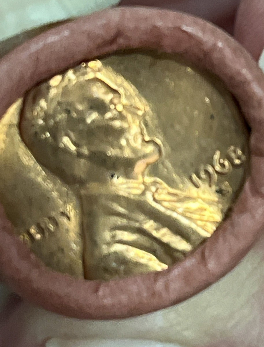 1968-S OBW Cent Roll, Uncirculated Penny Roll-Red Wrapped-Read Description