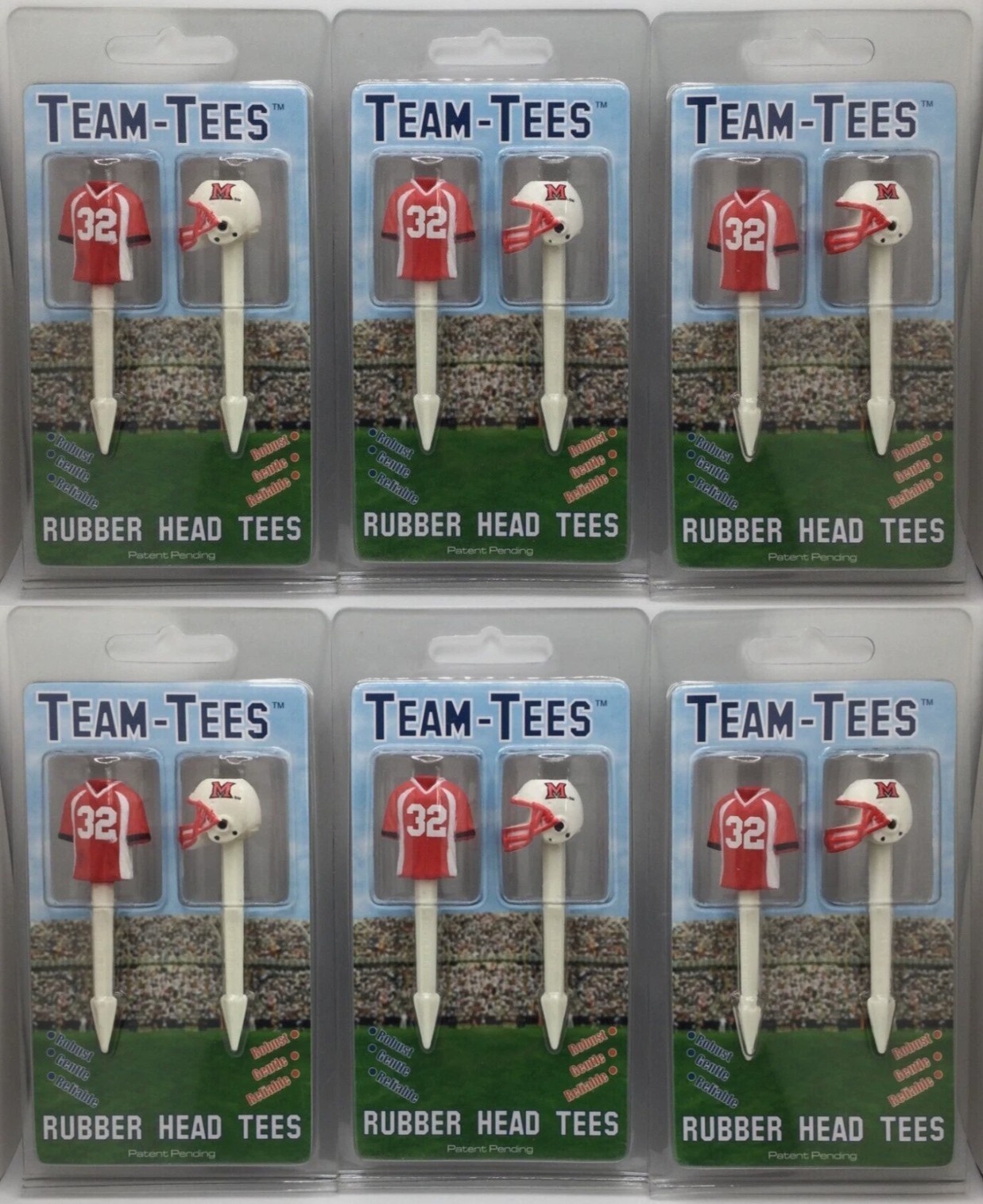 Miami Ohio Redhawks Golf Pro Rubber Head Golf Tees, 12 Total Golf Tees 🔥⛳🏈