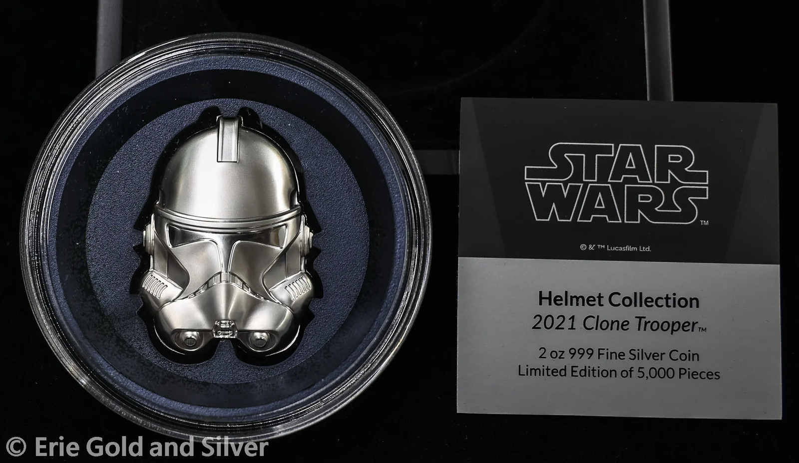 2021 $5 Niue 2 oz Silver Star Wars 3D Clone Trooper Helmet in OGP w/COA