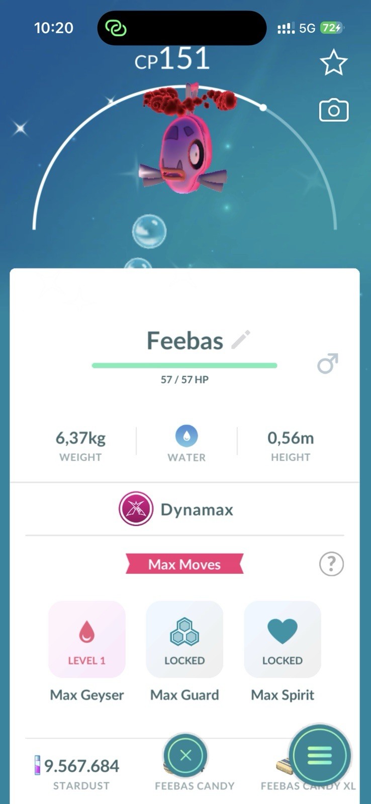Pokémon Go - Shiny Feebas Dynamax - Trade 20K Stardust