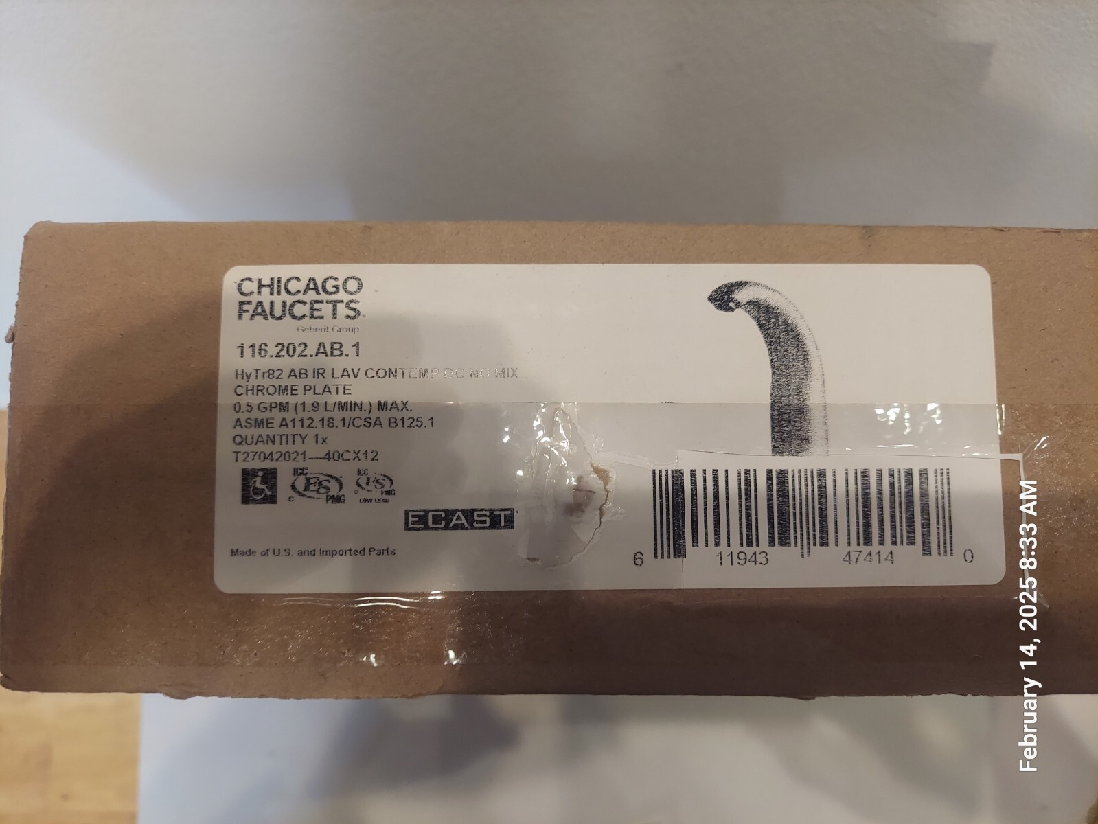 New Chicago Faucets 116.212.AB.1T Metering Faucet