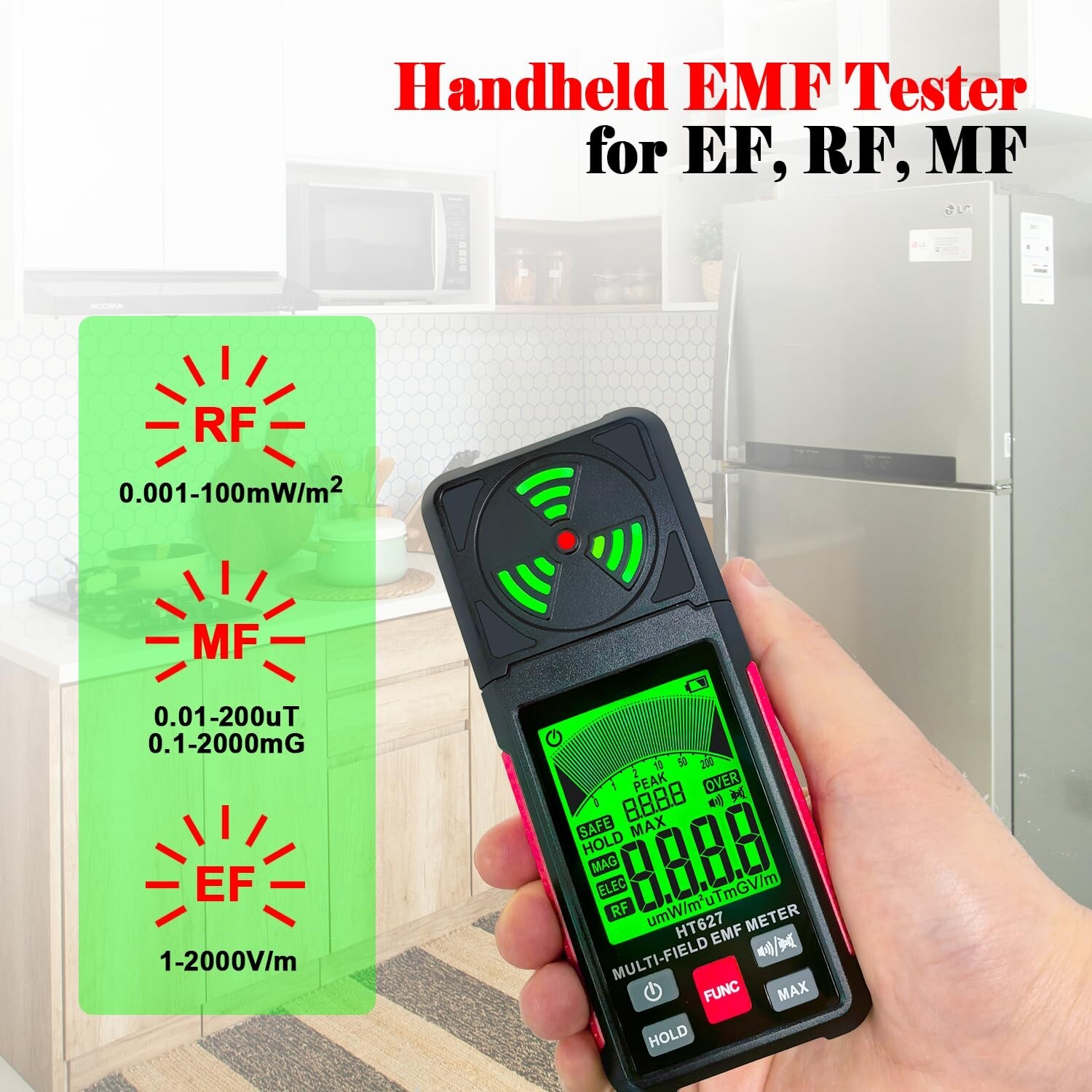 3 in 1 EMF Detector, High Precision EMF Meter, RF EF MF EMF Reader, Home Office