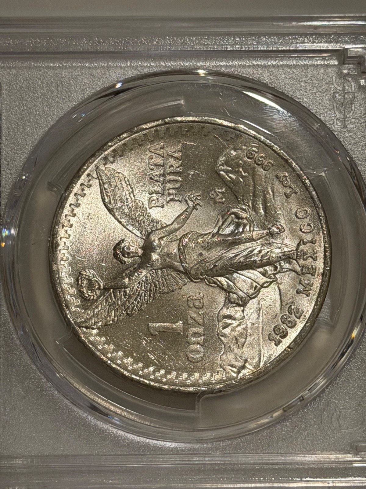 1982 Mo Mexico Silver Onza Libertad PCGS MS66