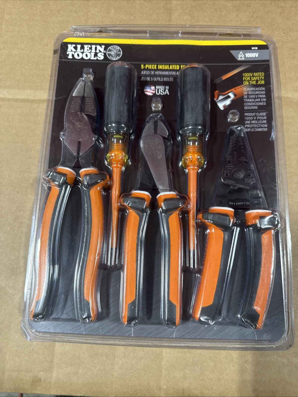 Klein Tools 5pc 1000V Insulated Tool Kit w/ Pliers Screwdrivers Wire Strippers