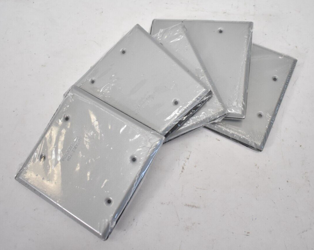 Lot of 5 Eaton Weatherproof Box Blank Covers w Gaskets 2 Gang Steel TP7296
