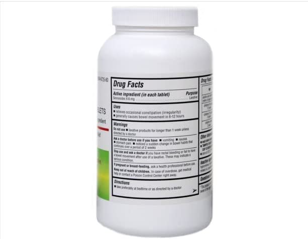 Pharmaceuticals Senna Natural Vegetable Laxative 8.6Mg Tablets, 1000 Count