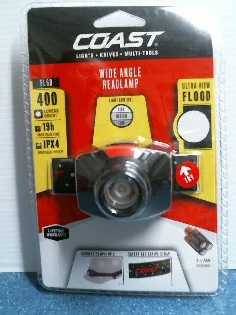 Coast 21322, Wide Angle Headlamp, 400 Lumen, IPX4 Weatherproof, FREE SHIPPING
