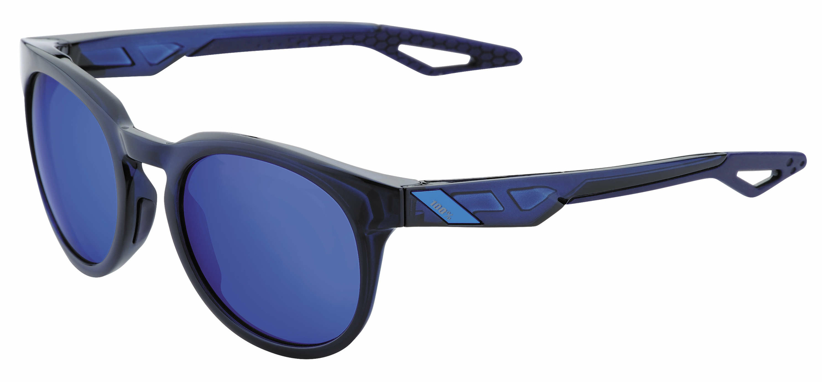 100% Polished Translucent Blue Campo  with Electric Blue Mirror Lens Sunglasses