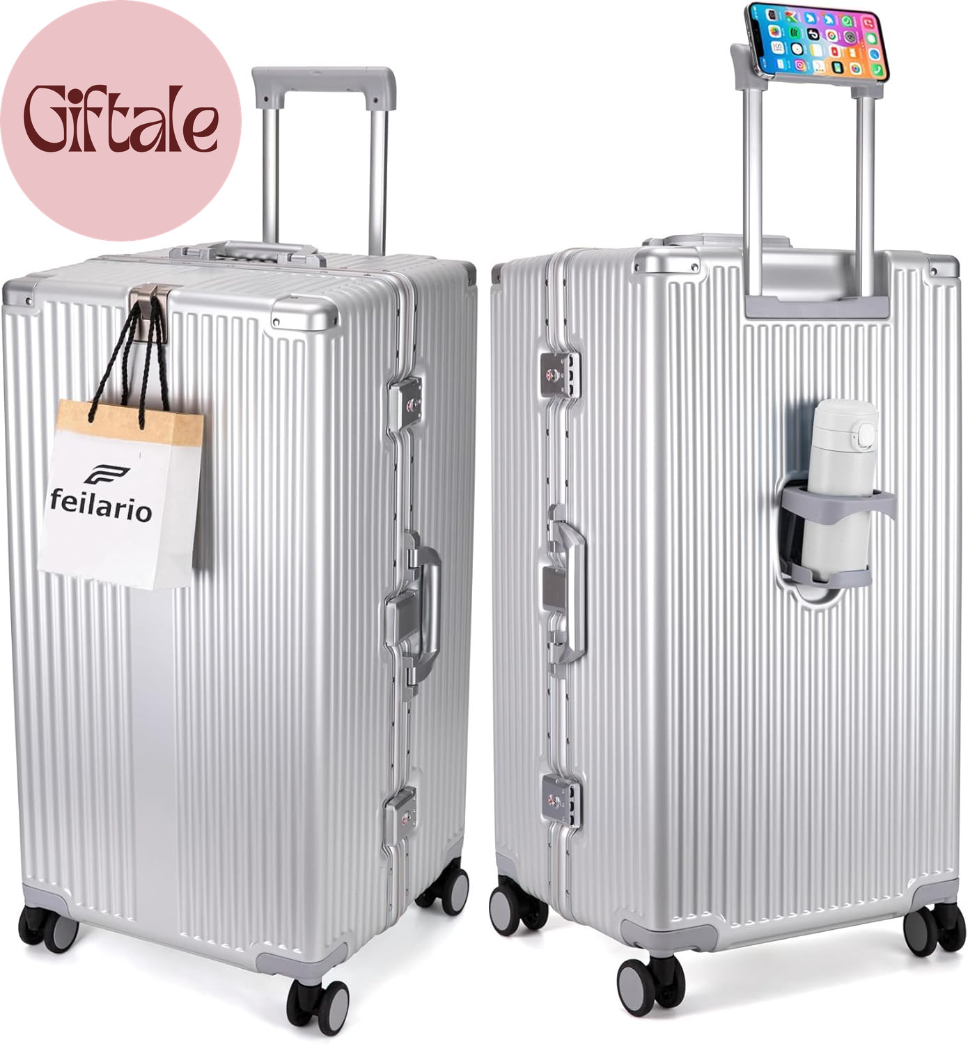 30In Super Large Captain Aluminum Frame Hardside Spinner Wheels Luggage, Removab