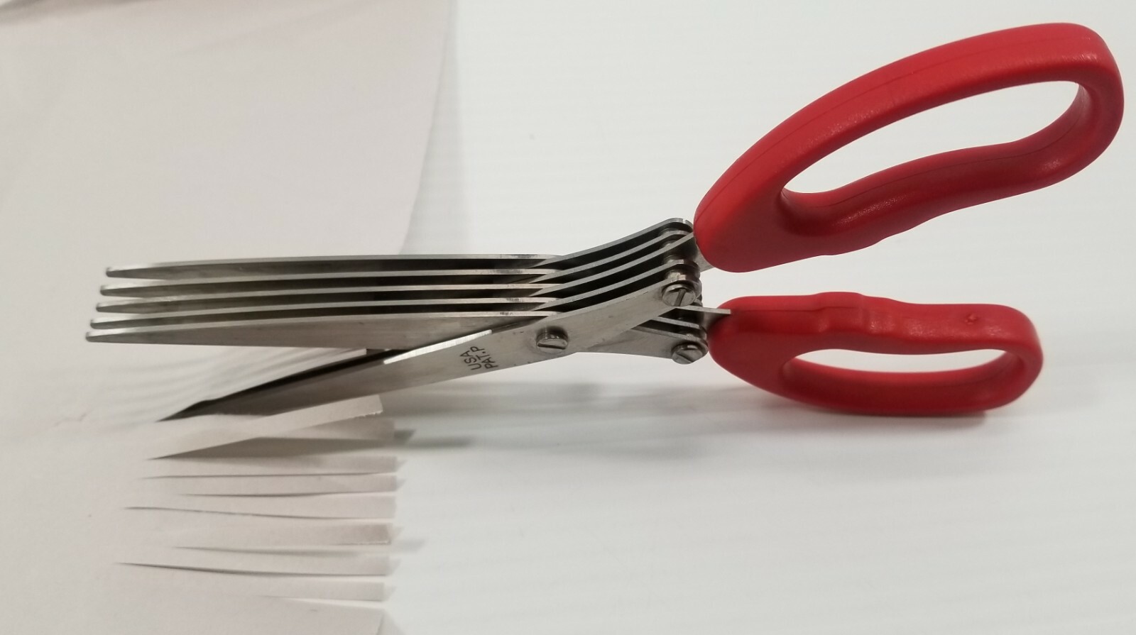 d5) Red Document Kitchen Herb Shredding 5 Blade Scissors Multipurpose Shears USA