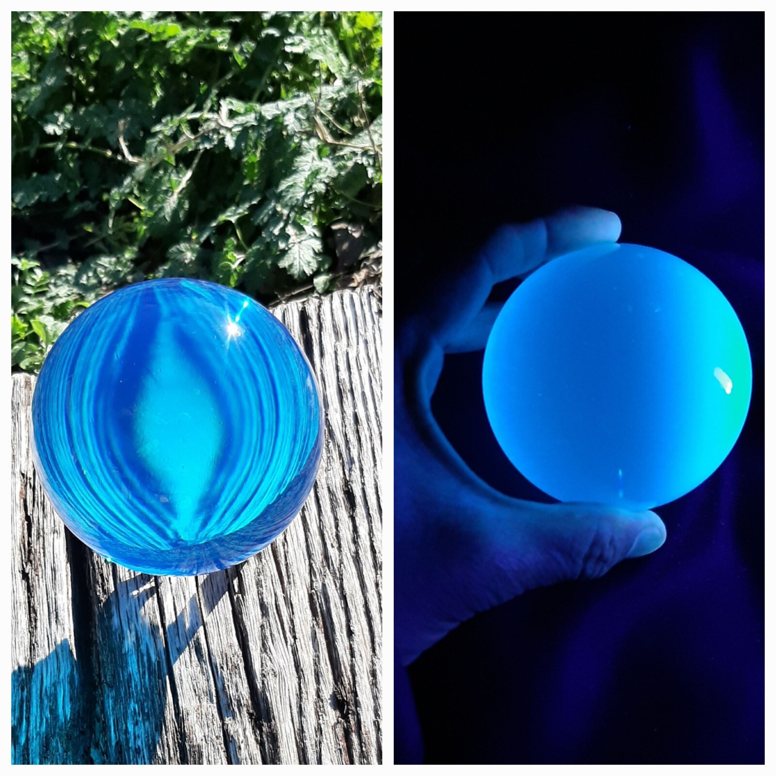 Acrylic Contact juggling Ball / 76mm Aqua UV - React under UV Light