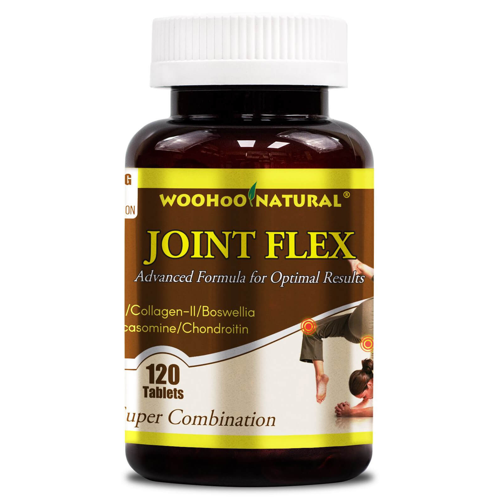 WooHoo Natural JOINT FLEX Glucosamine Chondroitin MSM Boswellia Collagen 120 CT